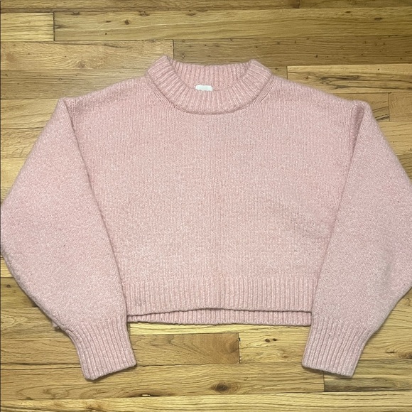 H&M Soft Pink Oversized Cropped KnitTurtleneck Sweater Womens Size XXL - Picture 1 of 5